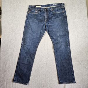 Gap 1969 Men's Slim Fit Jeans 38x32 Dark Wash Denim Blue Cotton